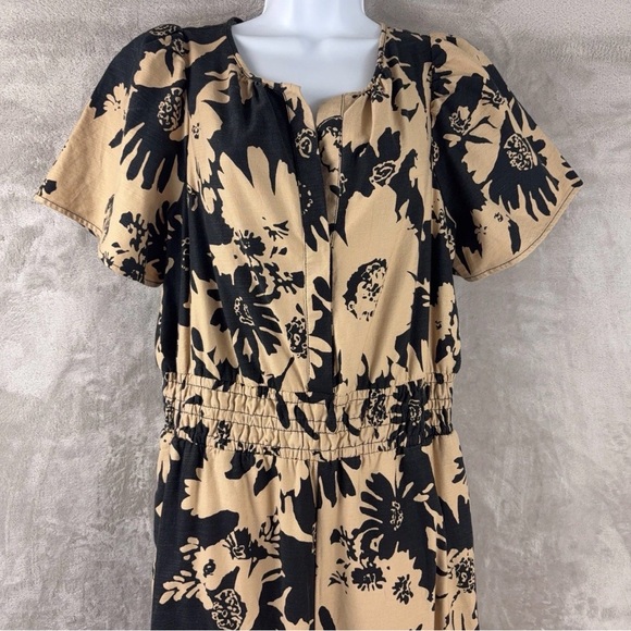 Anthropologie The Somerset Jumpsuit Womens Size Medium Tan Black Boho Classy - Picture 7 of 9